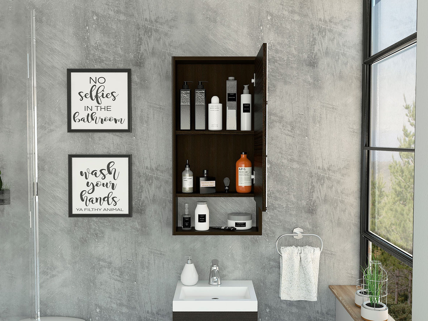 Modesto Medicine Cabinet - Black, Large Storage Mirror