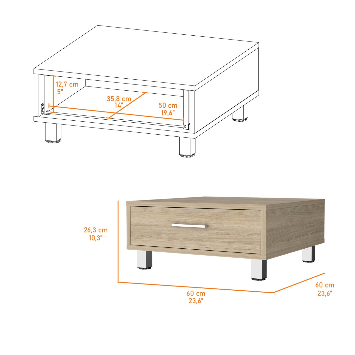 Black Engineered Wood Dresser - 23.6" Wide