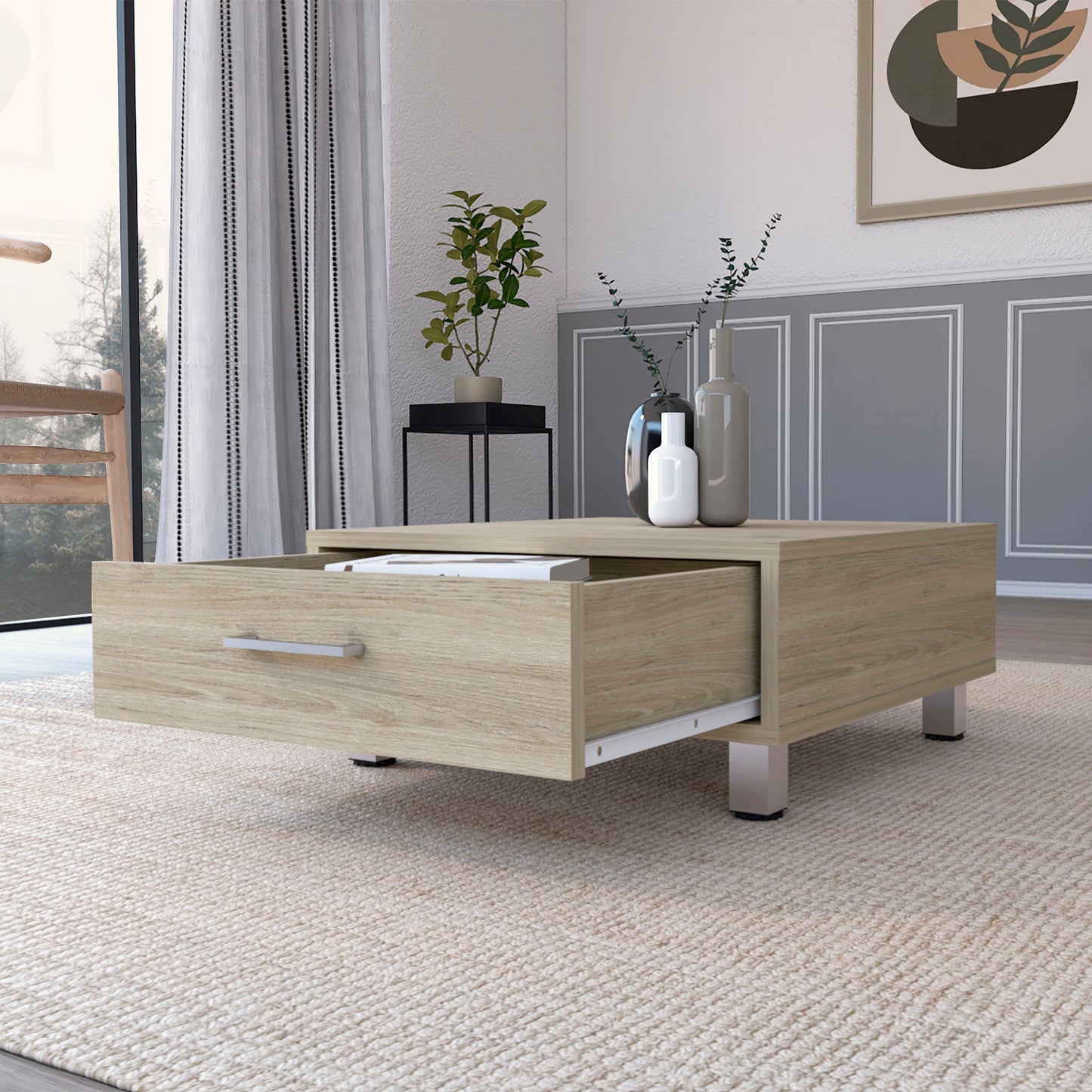Black Engineered Wood Dresser - 23.6" Wide