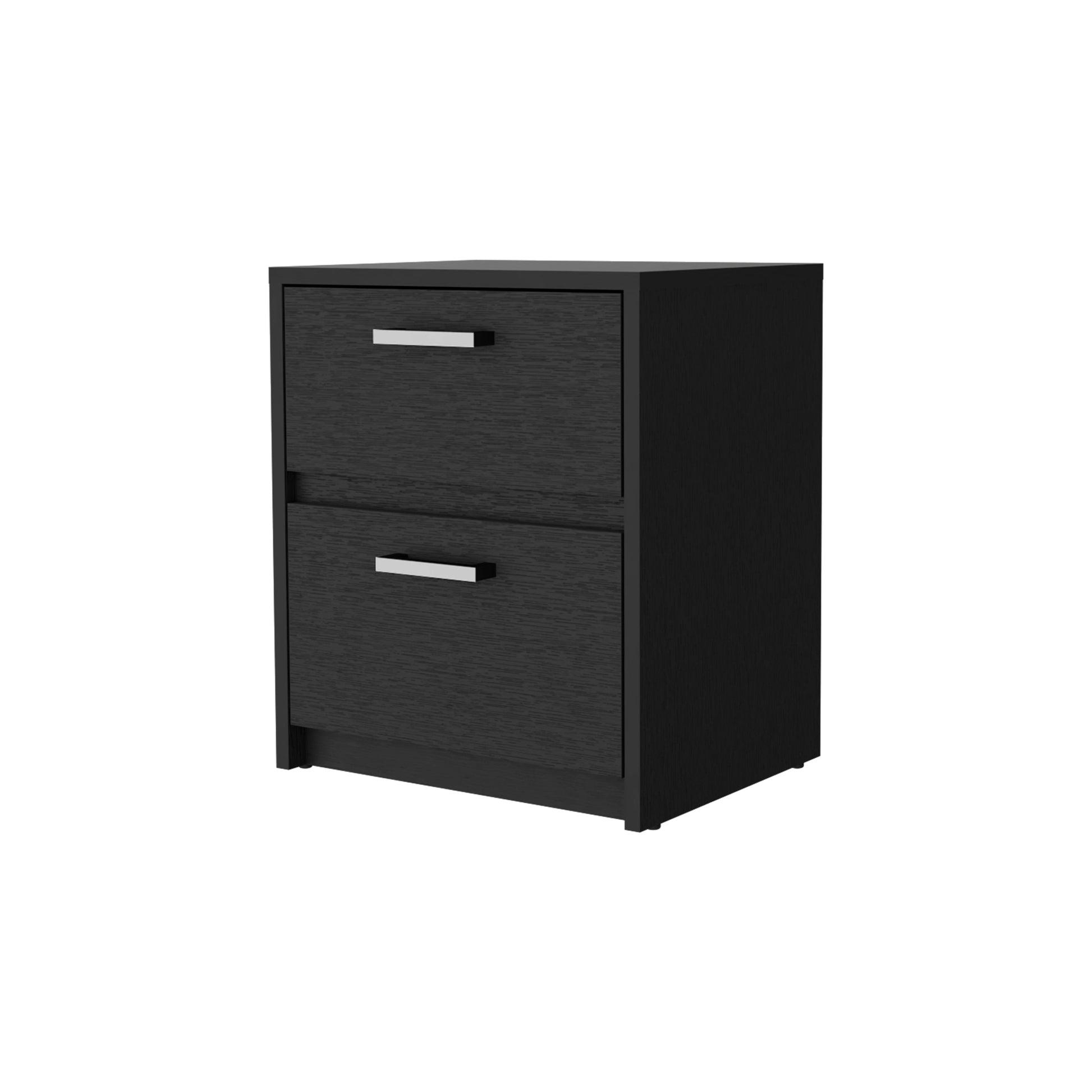 White Engineered Wood 2 Drawer Nightstand - Bedroom Storage