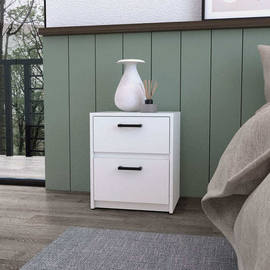 Myrtle 2 Drawers Nightstand, Bedside Table with Metal Handles