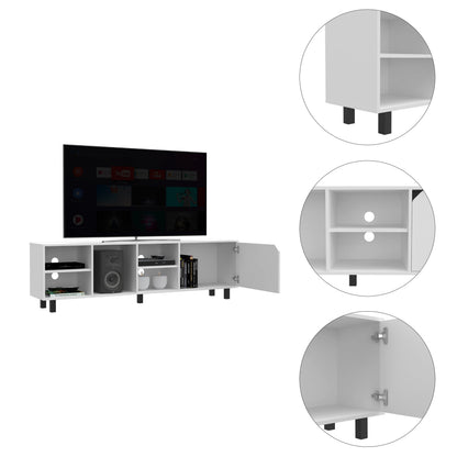 Beige 70" TV Stand with Four Shelves for Bedroom