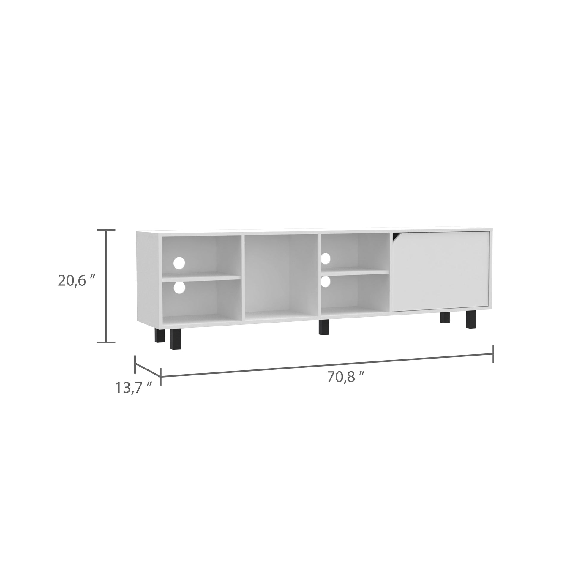 Beige 70" TV Stand with Four Shelves for Bedroom