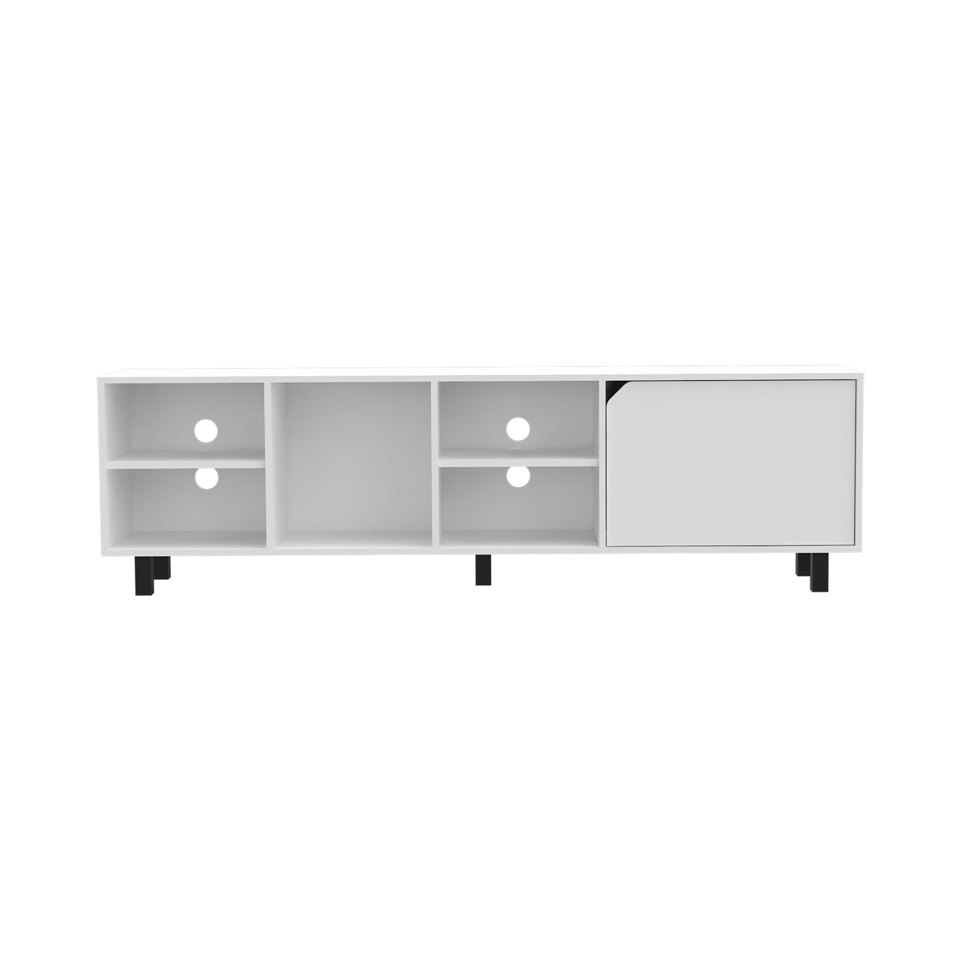 Beige 70" TV Stand with Four Shelves for Bedroom