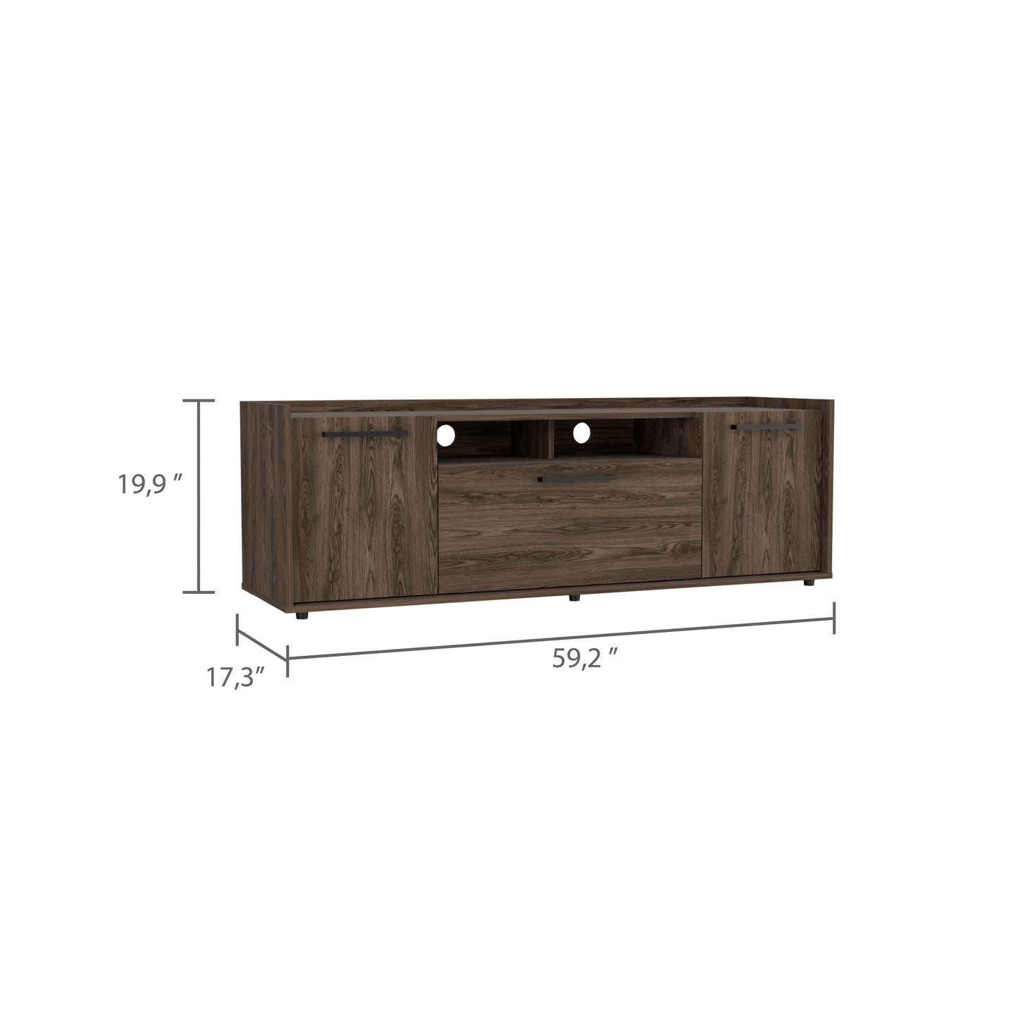 Bedroom Multicolor Three Shelf Dresser in Light Oak-White Engineered Wood for Storage