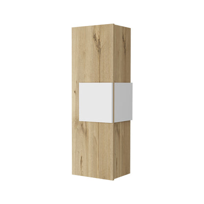 Bedroom Multicolor Three Shelf Dresser in Light Oak-White Engineered Wood for Storage