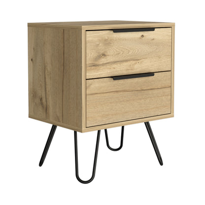 Light Oak 2 Drawer Bedside Cabinet Nightstand