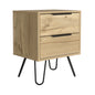 Light Oak 2 Drawer Bedside Cabinet Nightstand