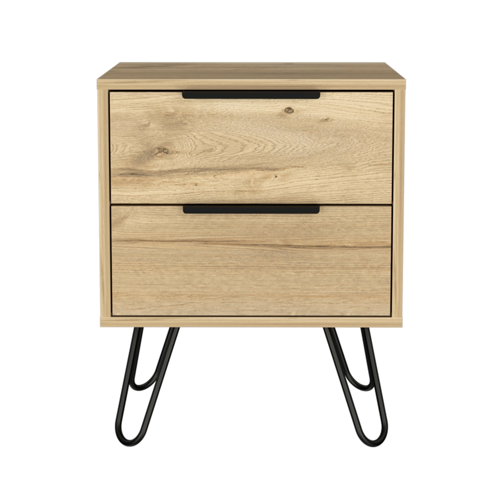 Light Oak 2 Drawer Bedside Cabinet Nightstand