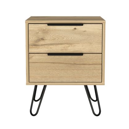Light Oak 2 Drawer Bedside Cabinet Nightstand