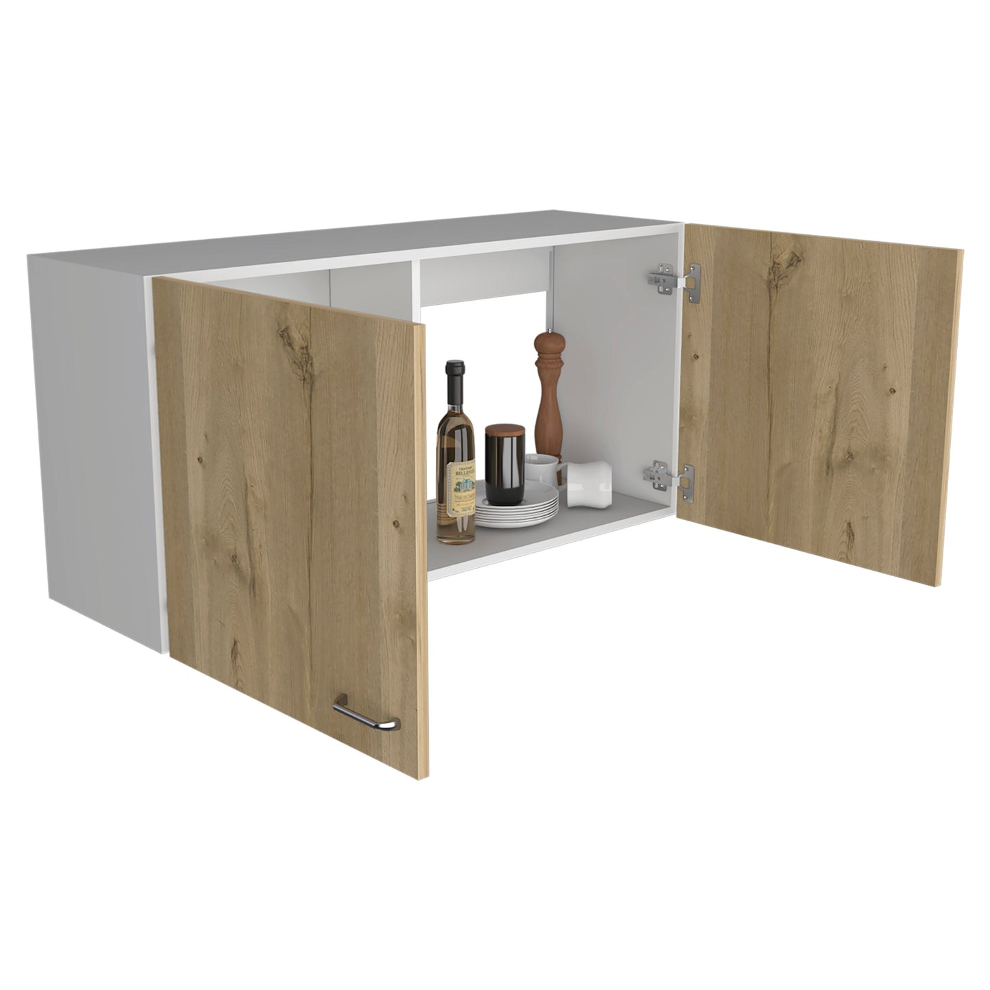 Beige Engineered Wood Nightstand - 19.9" High with Two Drawers