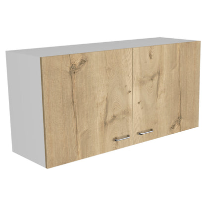 Beige Engineered Wood Nightstand - 19.9" High with Two Drawers