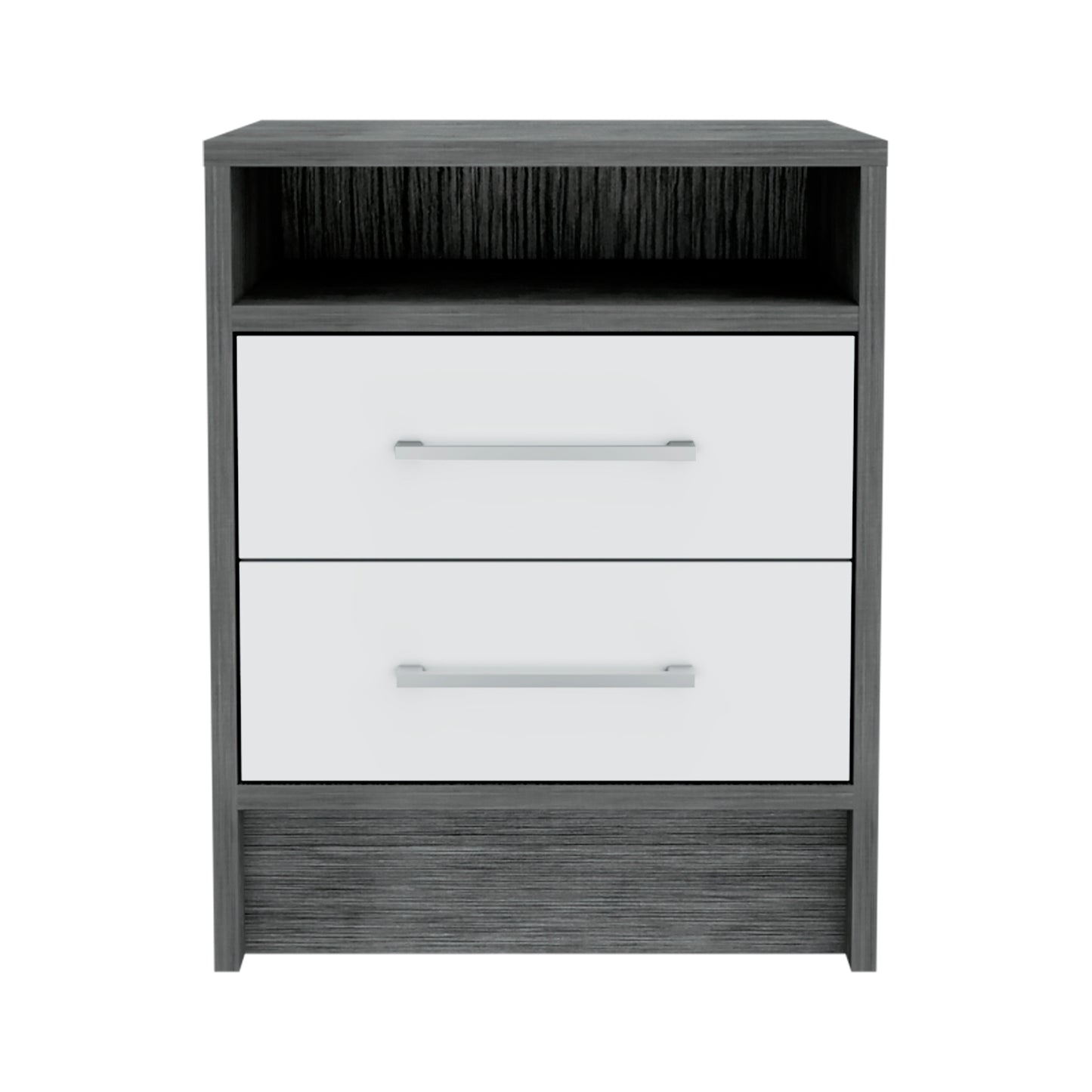 Multicolor Smoke White Nightstand with 2 Drawers