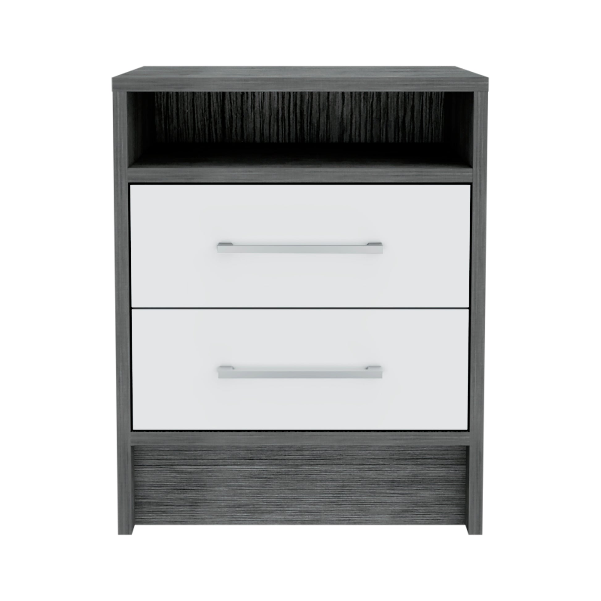 Multicolor Smoke White Nightstand with 2 Drawers
