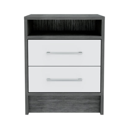 Multicolor Smoke White Nightstand with 2 Drawers