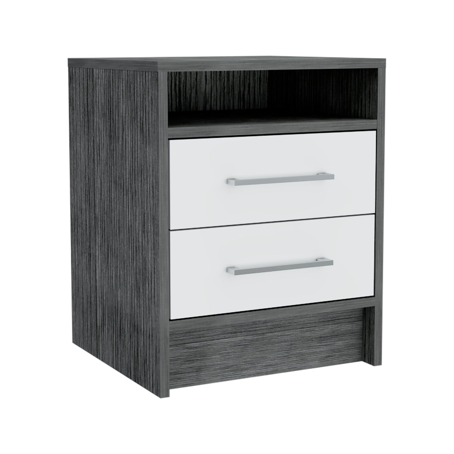 Multicolor Smoke White Nightstand with 2 Drawers