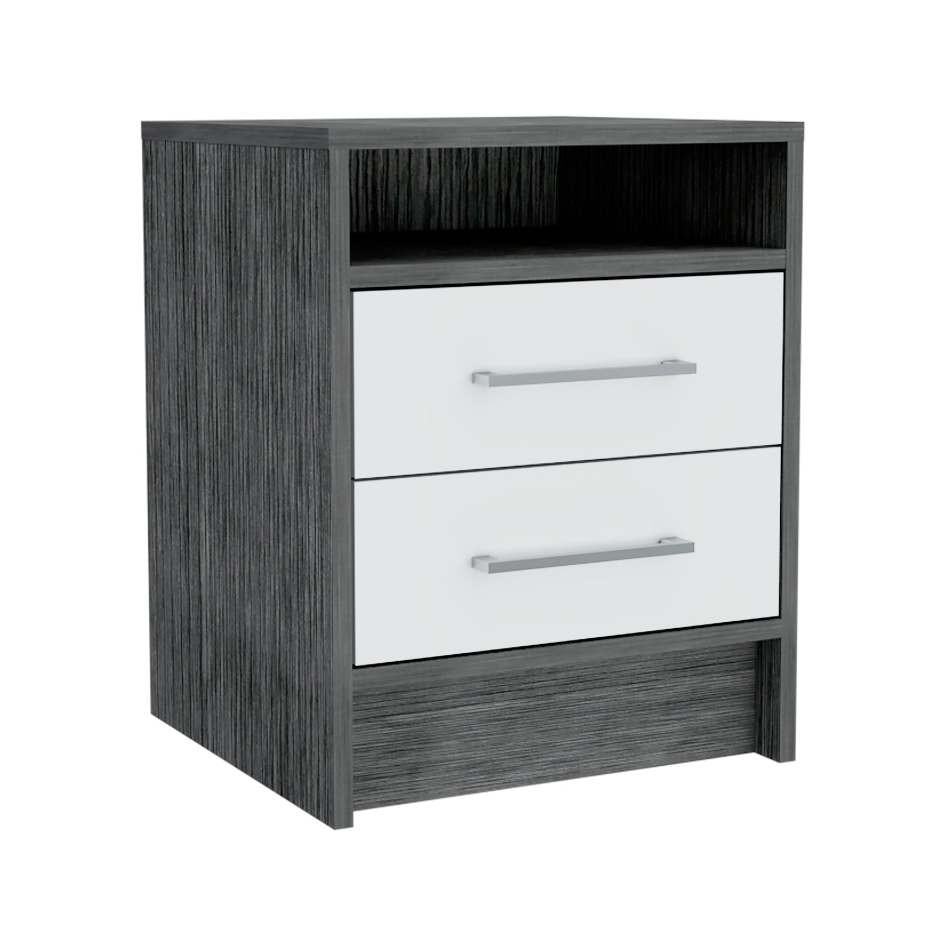 Multicolor Smoke White Nightstand with 2 Drawers