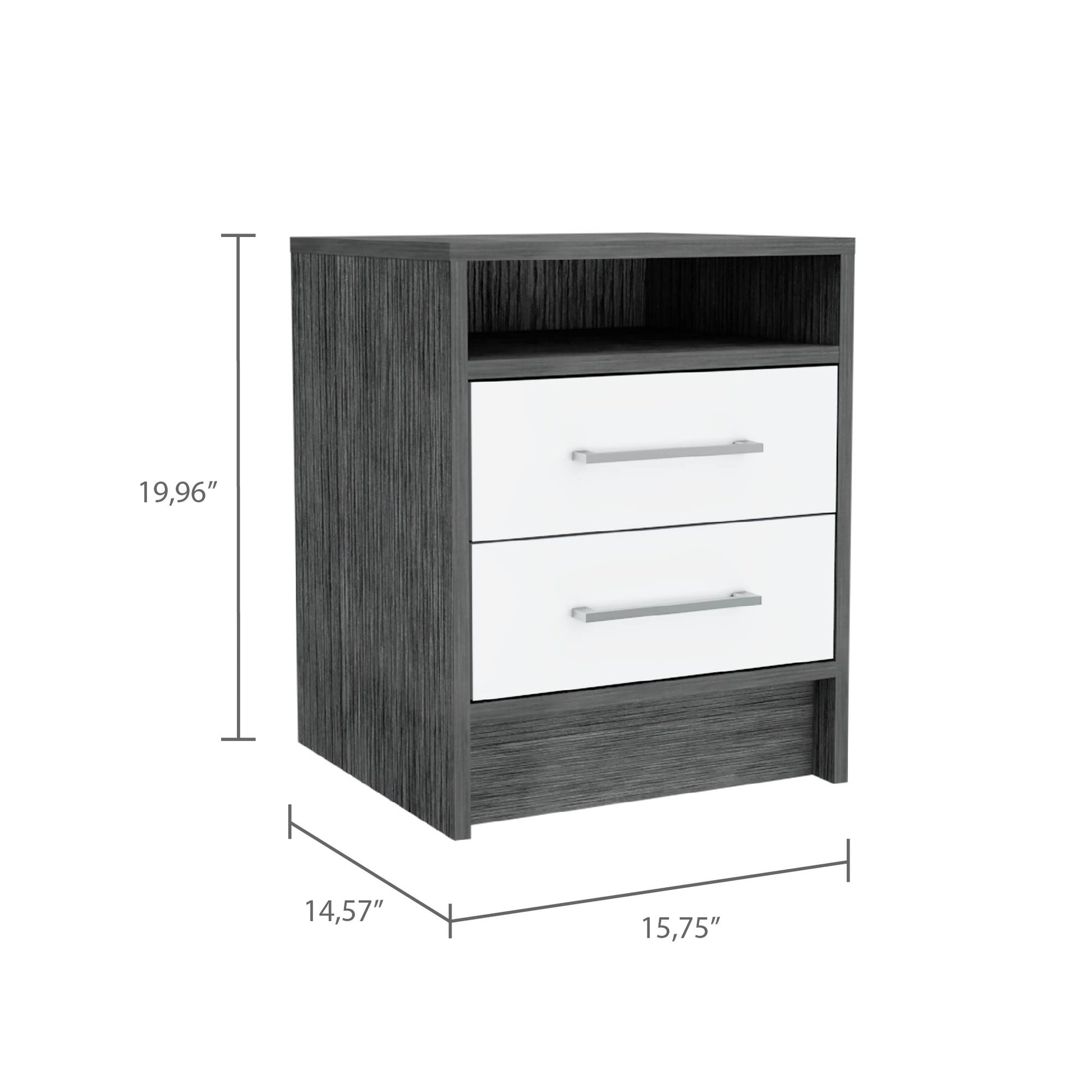 Multicolor Smoke White Nightstand with 2 Drawers
