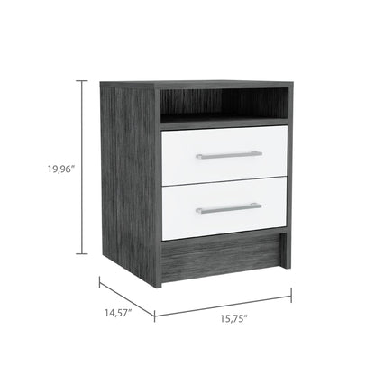 Multicolor Smoke White Nightstand with 2 Drawers