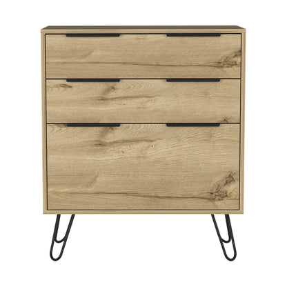Beige Three Drawer Dresser - 30.1" W x 35.5" H