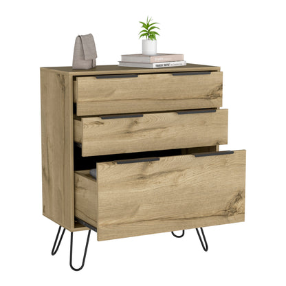 Beige Three Drawer Dresser - 30.1" W x 35.5" H