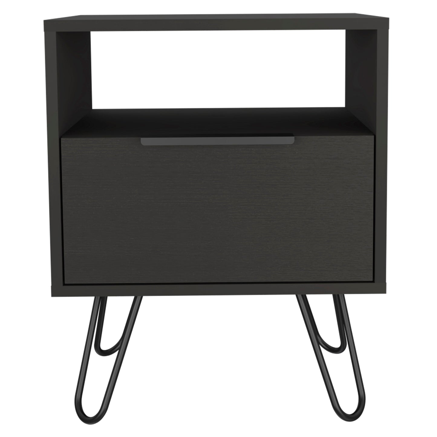 Black Engineered Wood Dresser - 13.7 x 17.7 x 22.2", 2 Shelves