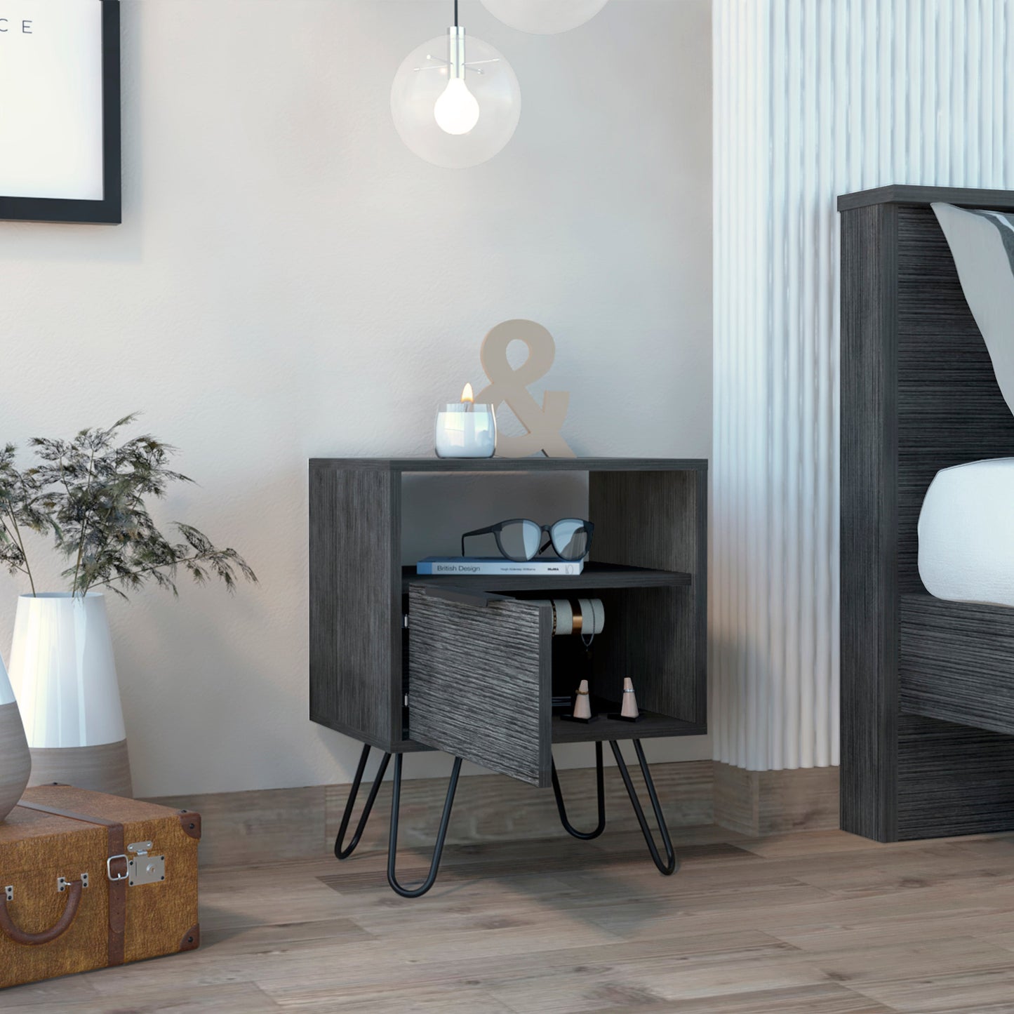 Vienna Nightstand - Beige Engineered Wood Storage