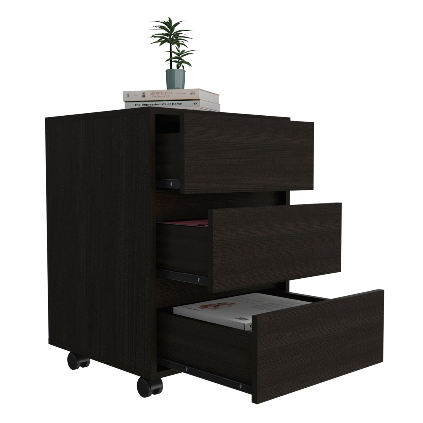 White Mobile File Cabinet with 3 Drawers for Office Storage for Bedroom
