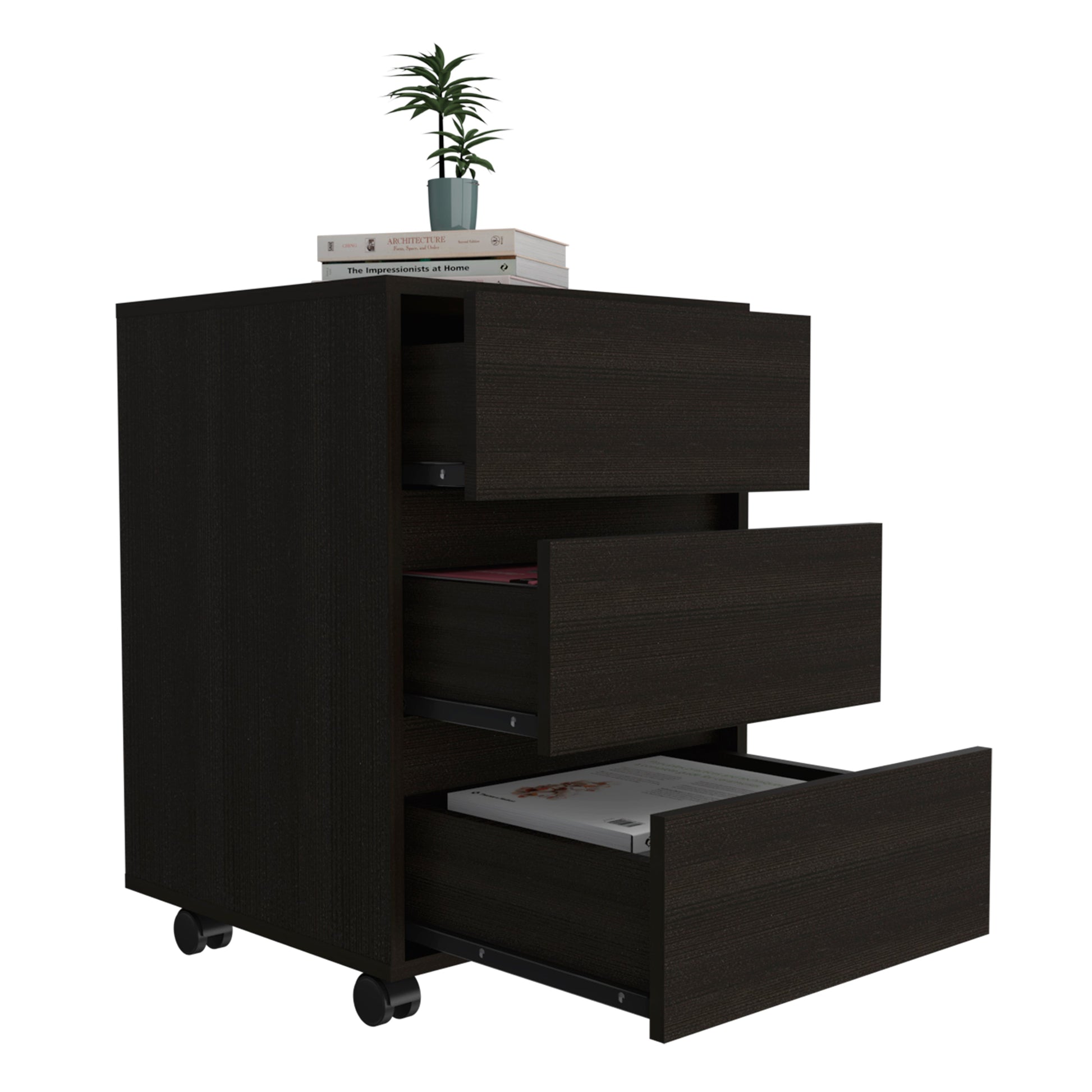 White Mobile File Cabinet with 3 Drawers for Office Storage for Bedroom