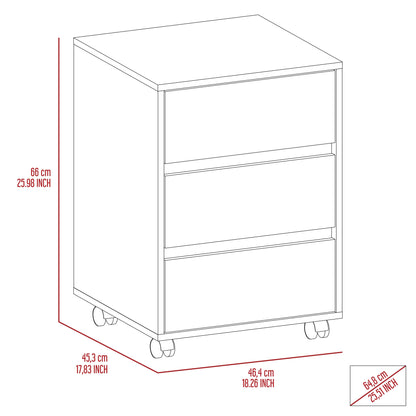 White Mobile File Cabinet with 3 Drawers for Office Storage for Bedroom