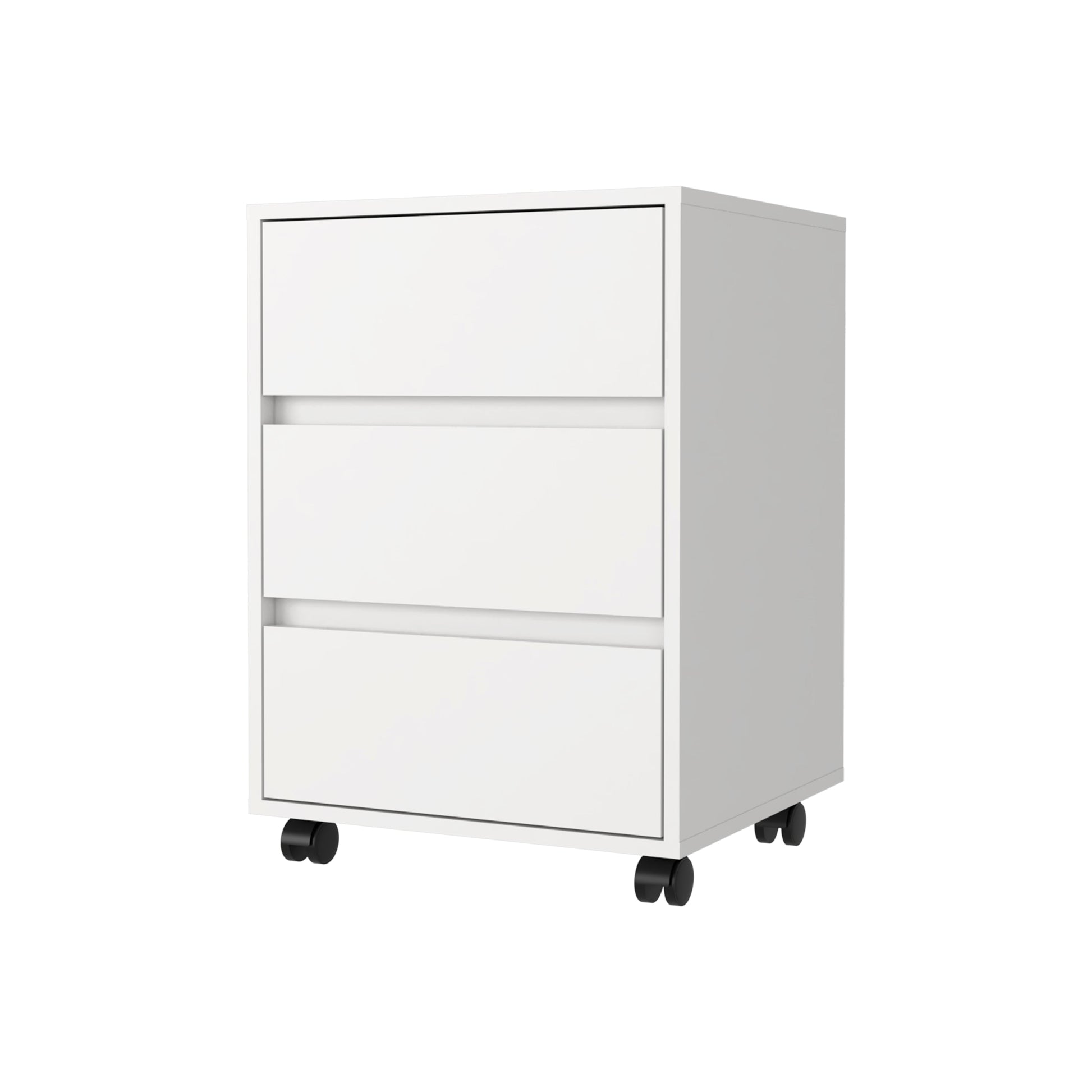 White Mobile File Cabinet with 3 Drawers for Office Storage for Bedroom