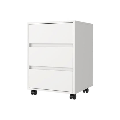 White Mobile File Cabinet with 3 Drawers for Office Storage for Bedroom