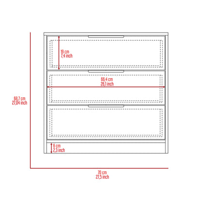 Washington Three Drawer Dresser - White Bedroom Storage