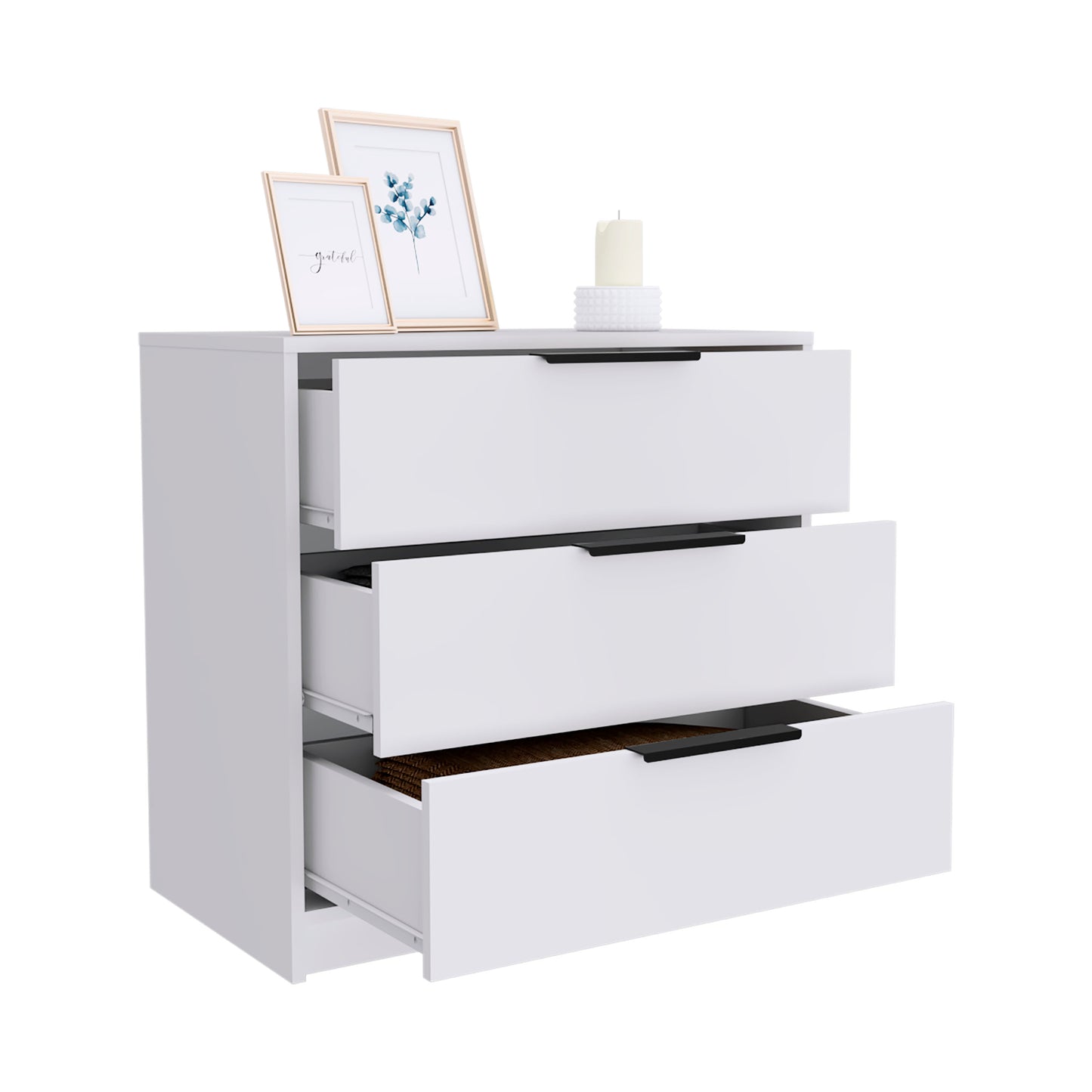 Washington Three Drawer Dresser - White Bedroom Storage