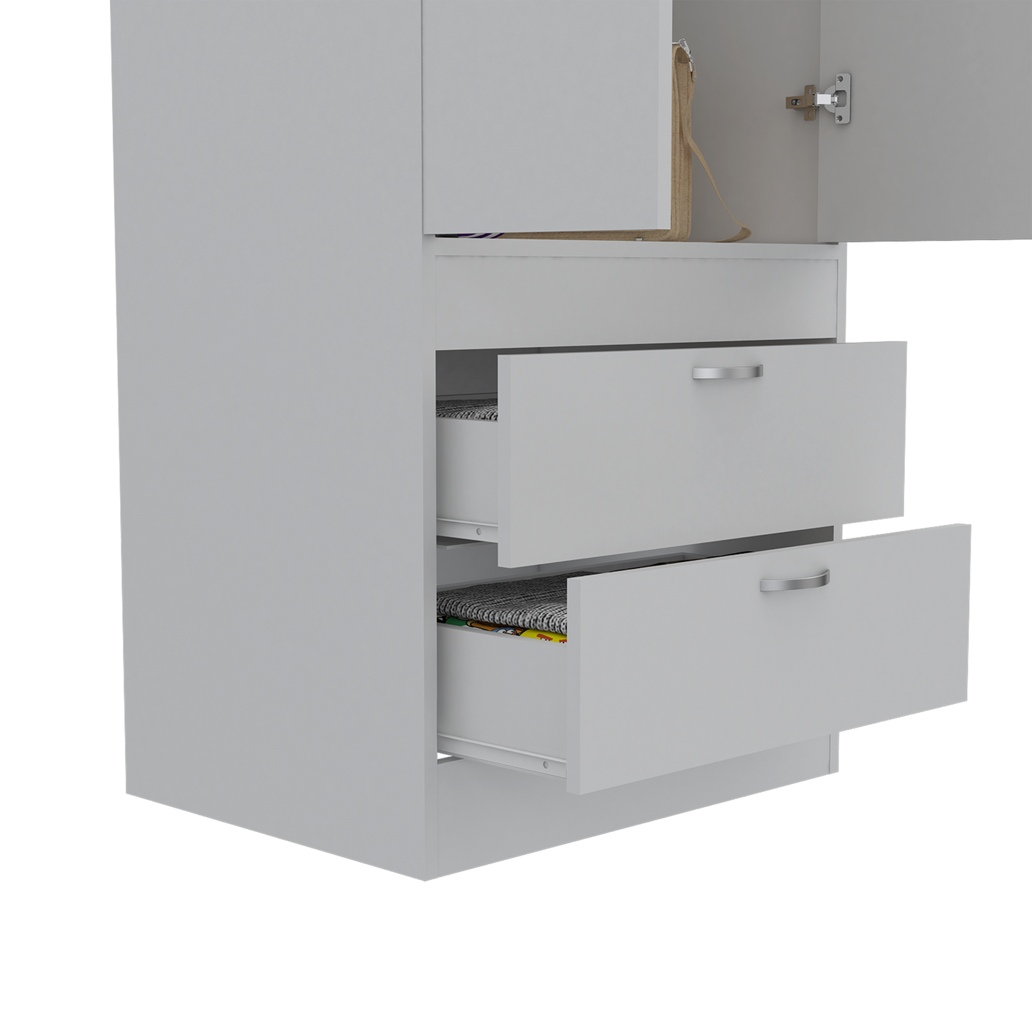 White Engineered Wood Dresser - 70" Wide Armoire
