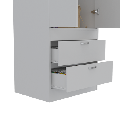 White Engineered Wood Dresser - 70" Wide Armoire