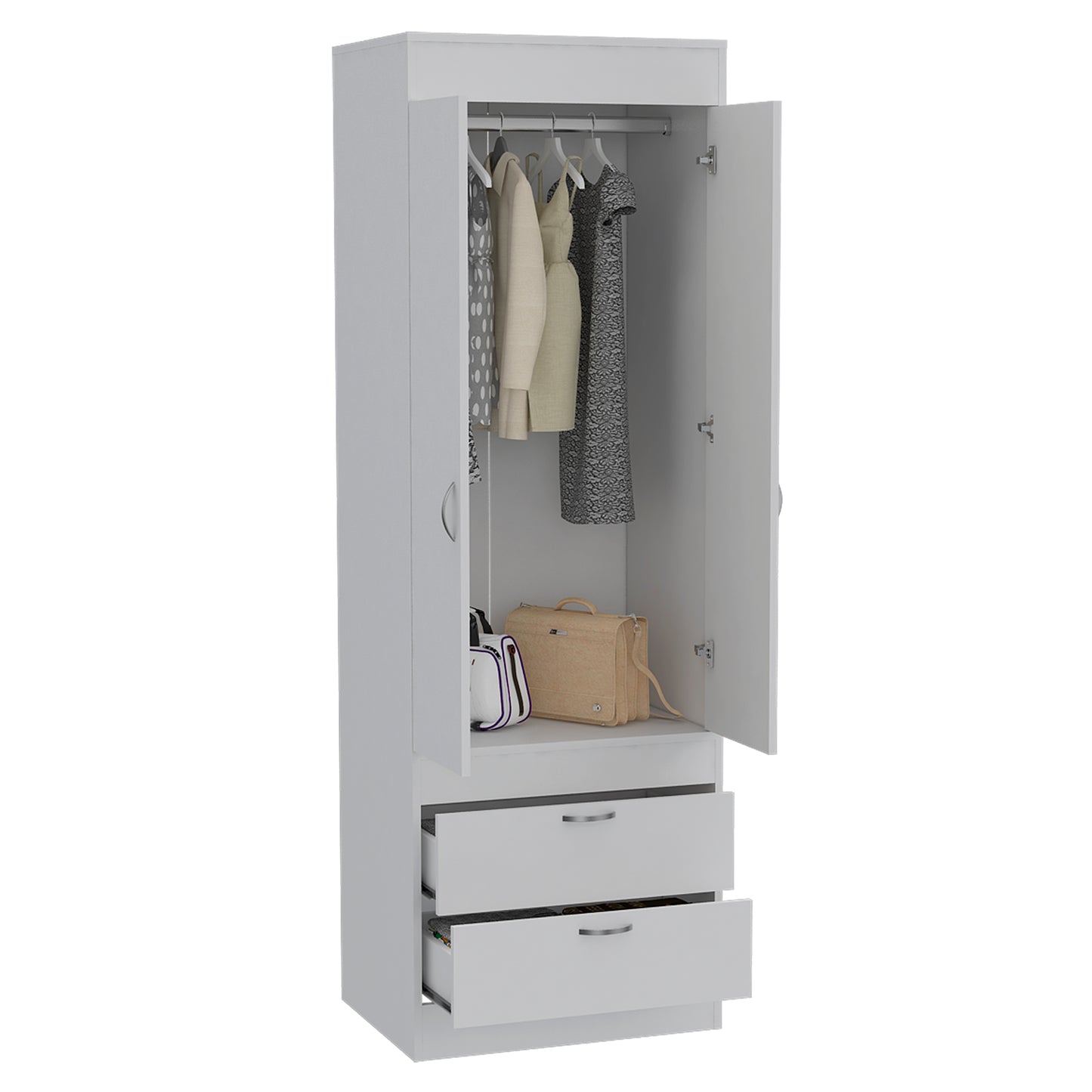 White Engineered Wood Dresser - 70" Wide Armoire