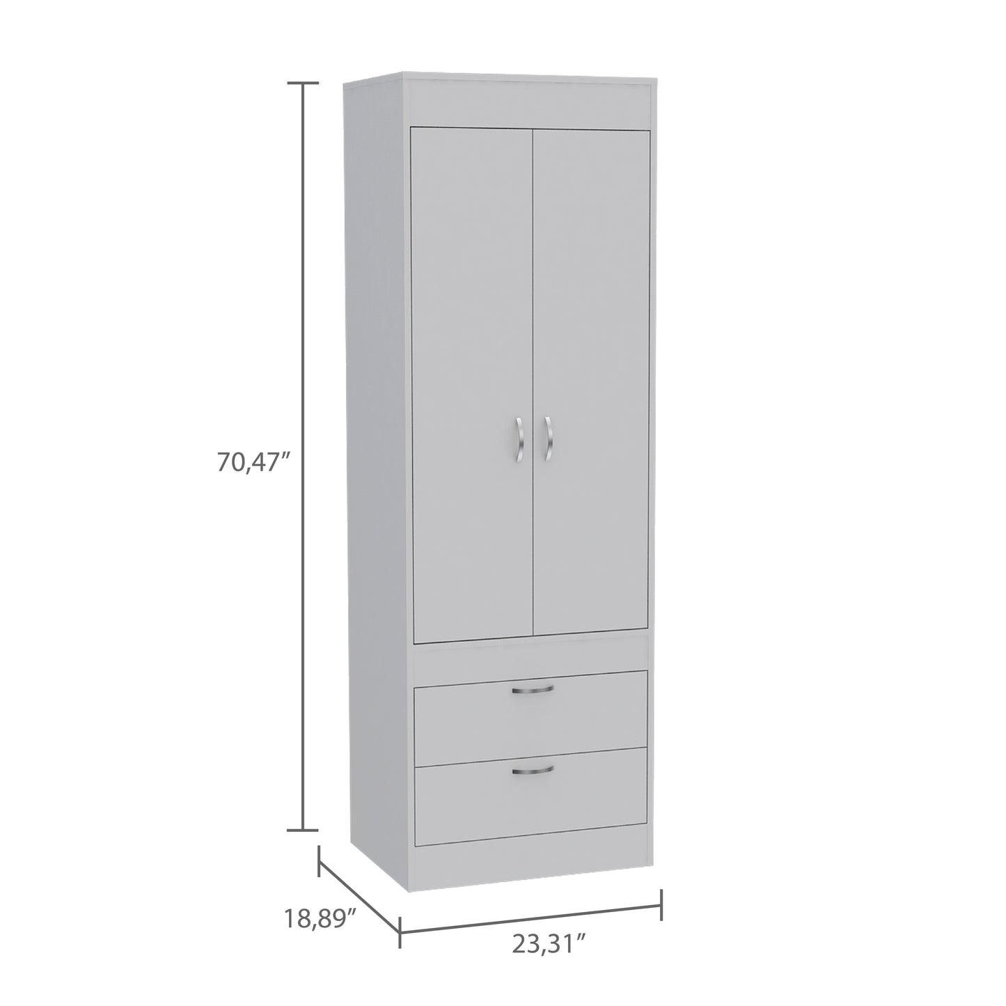 White Engineered Wood Dresser - 70" Wide Armoire