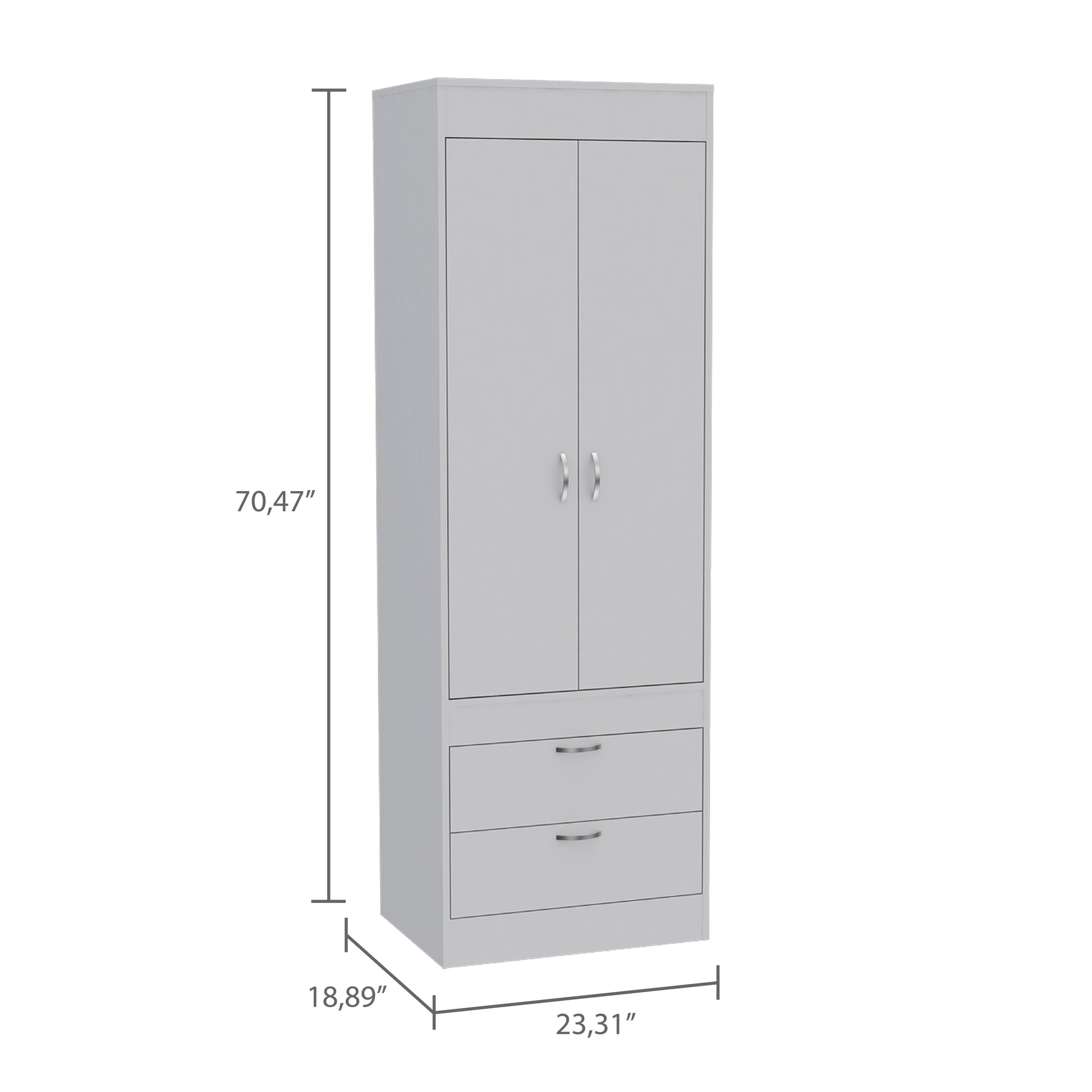 White Engineered Wood Dresser - 70" Wide Armoire
