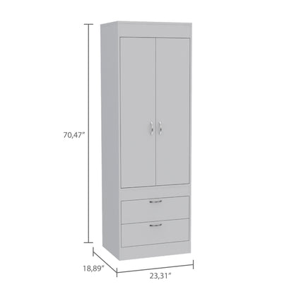 White Engineered Wood Dresser - 70" Wide Armoire