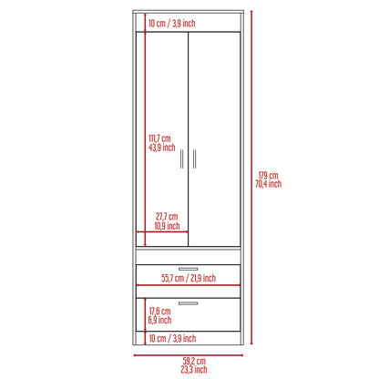 White Engineered Wood Dresser - 70" Wide Armoire