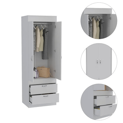 White Engineered Wood Dresser - 70" Wide Armoire