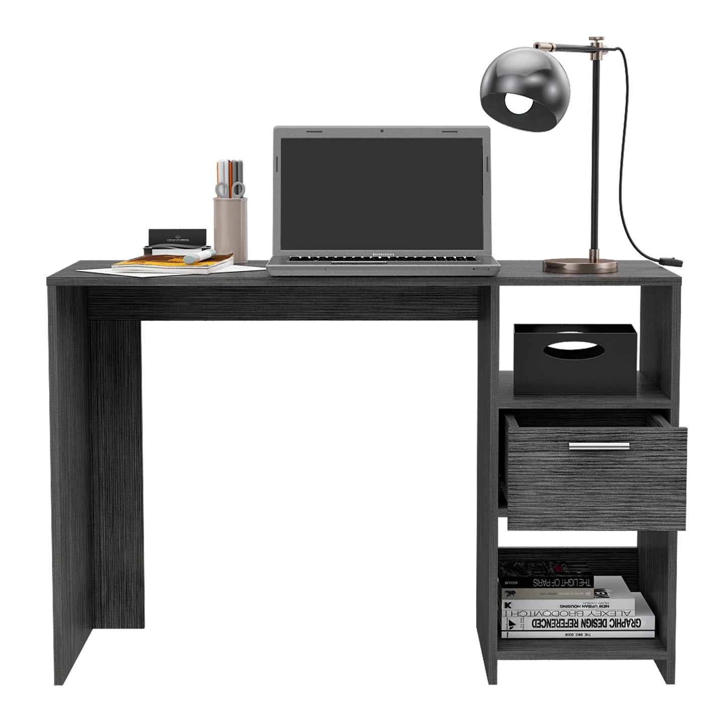 Gray Computer Desk with One Drawer - Office Table