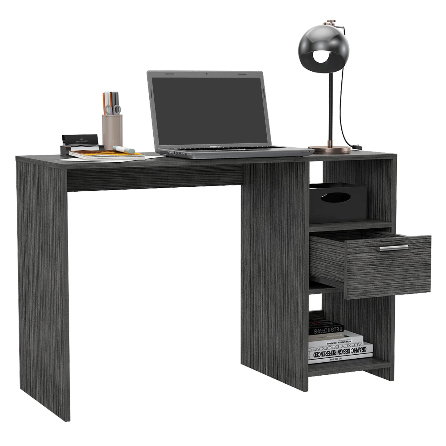 Gray Computer Desk with One Drawer - Office Table