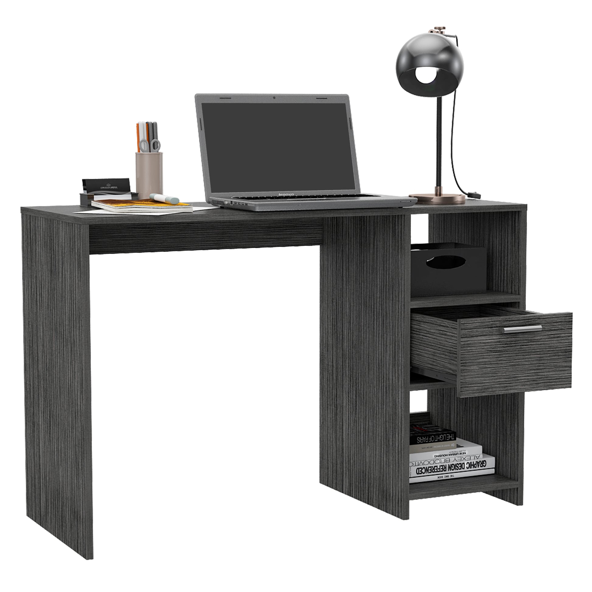 Gray Computer Desk with One Drawer - Office Table