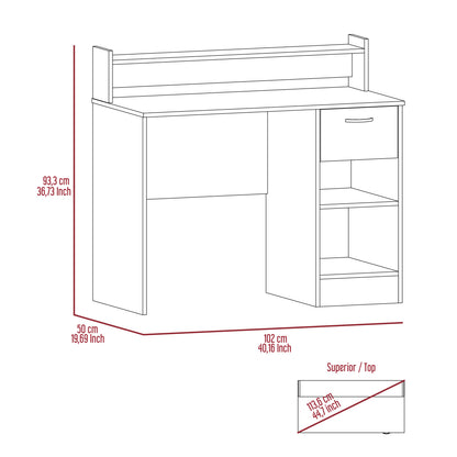 Charlotte Computer Desk - Smoke Gray with Storage Shelves & Drawer for Home Office