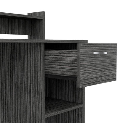 Charlotte Computer Desk - Smoke Gray with Storage Shelves & Drawer for Home Office