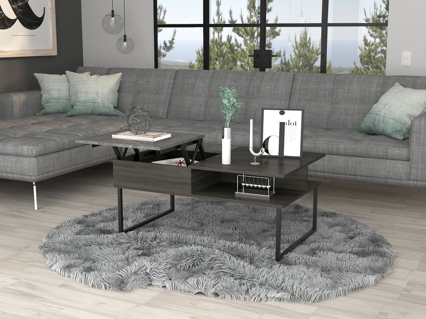 Dayton Lift Top Coffee Table - Multicolored Storage Dresser