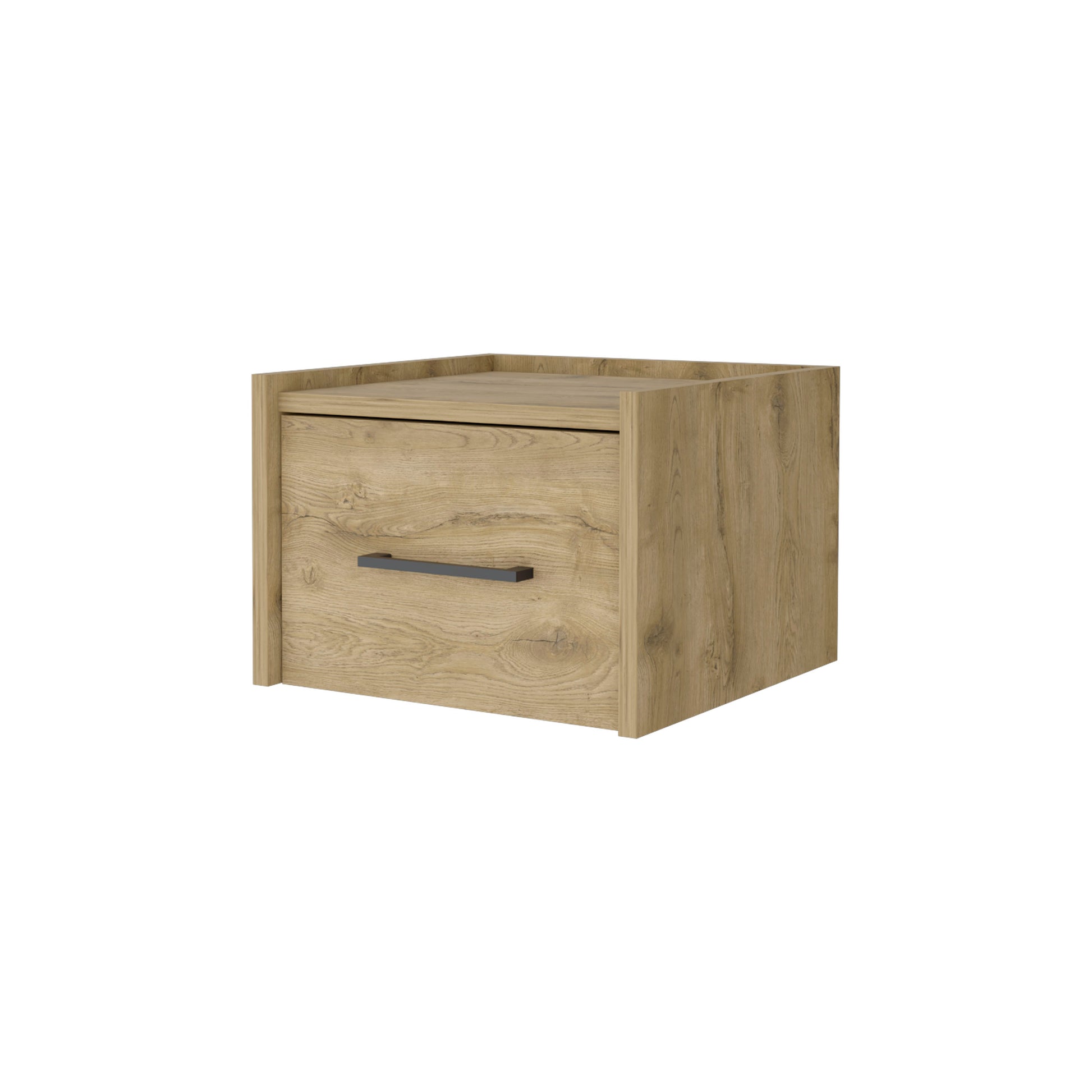Beige Wall-Mounted Nightstand with Single Drawer Storage for Bedroom