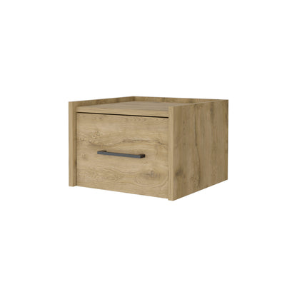 Beige Wall-Mounted Nightstand with Single Drawer Storage for Bedroom